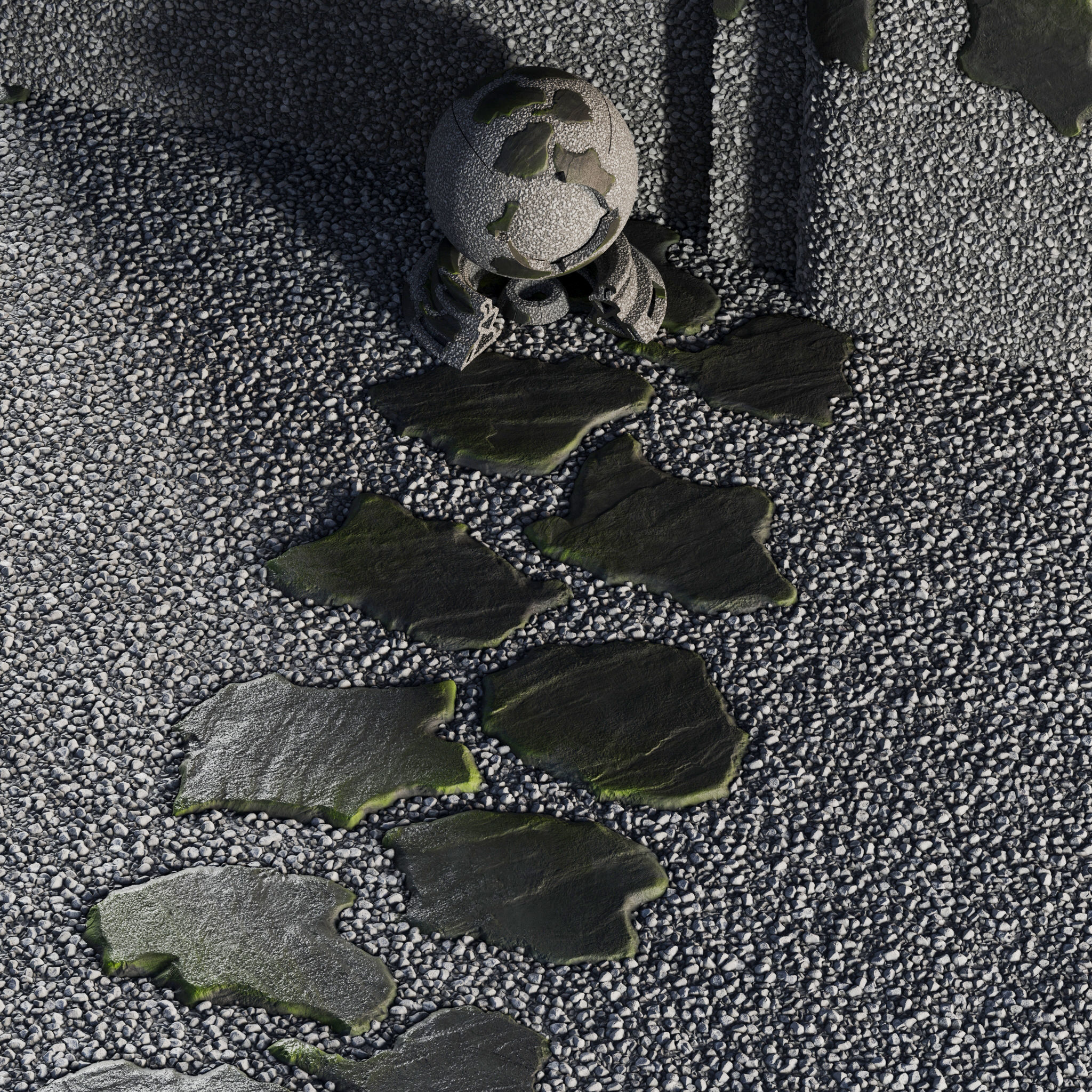 H68 Slate Stones and Gravel Pathway - PBR - 4K Low-poly 3D model_2