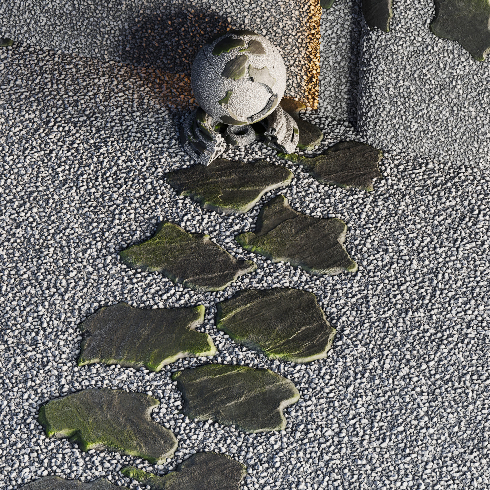 H68 Slate Stones and Gravel Pathway - PBR - 4K Low-poly 3D model_1
