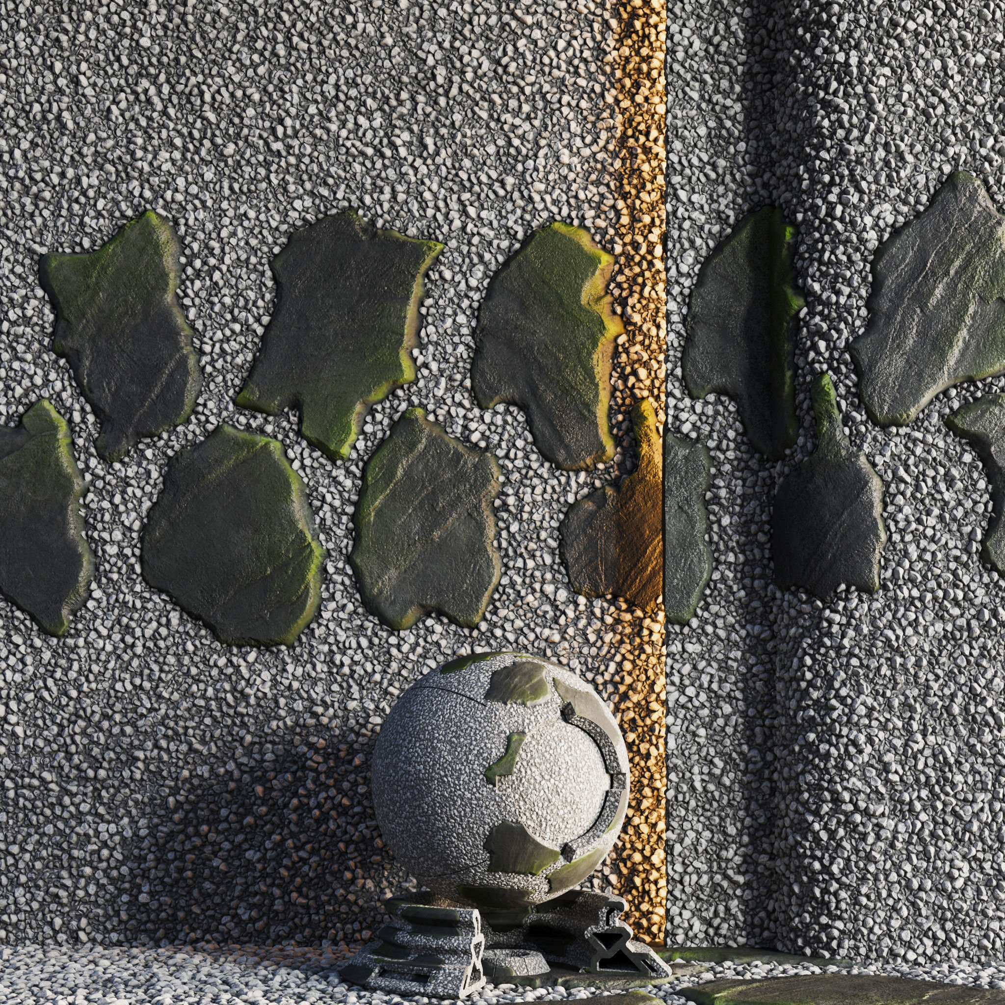 H68 Slate Stones and Gravel Pathway - PBR - 4K Low-poly 3D model_3