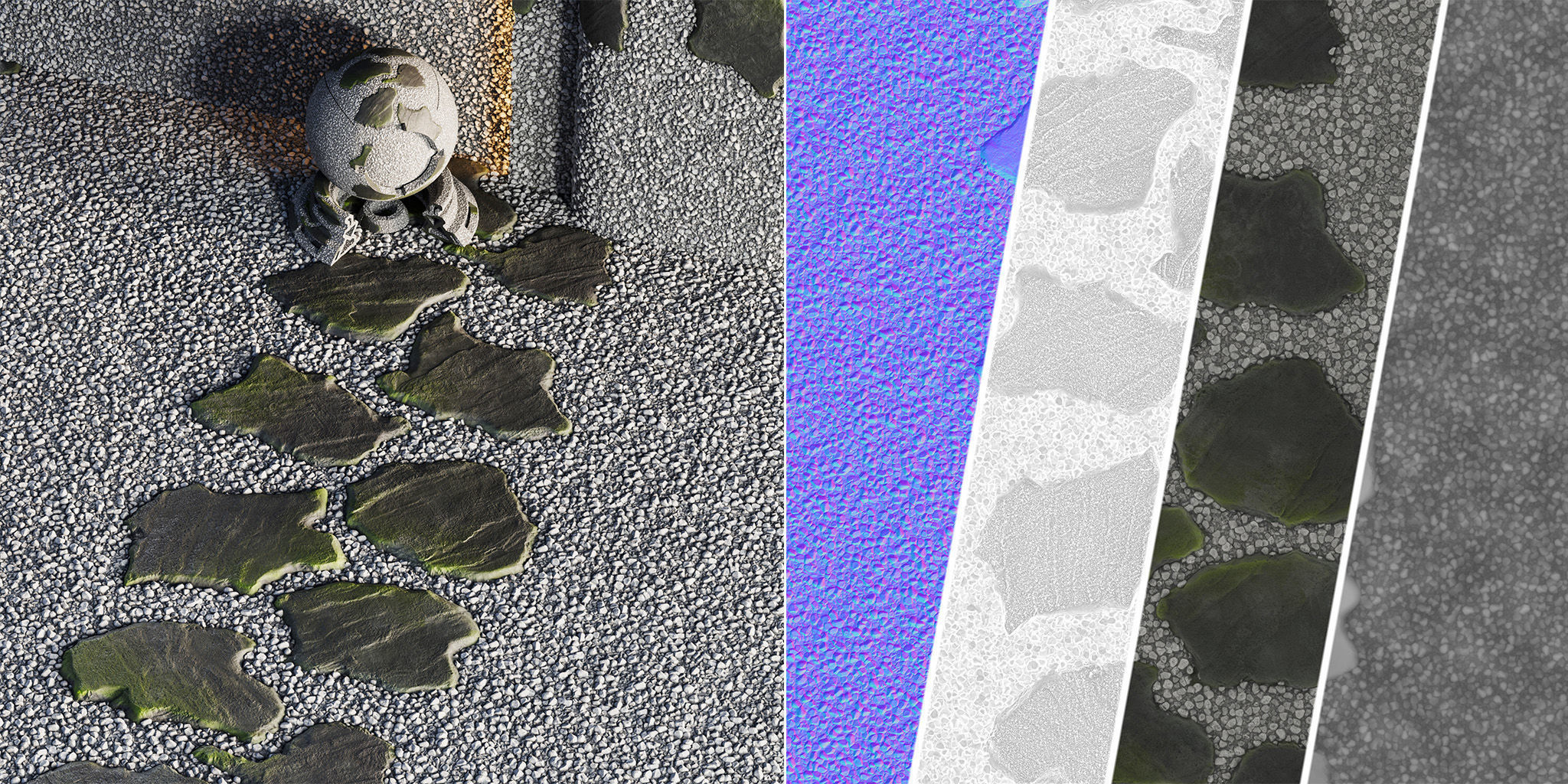 H68 Slate Stones and Gravel Pathway - PBR - 4K Low-poly 3D model_8