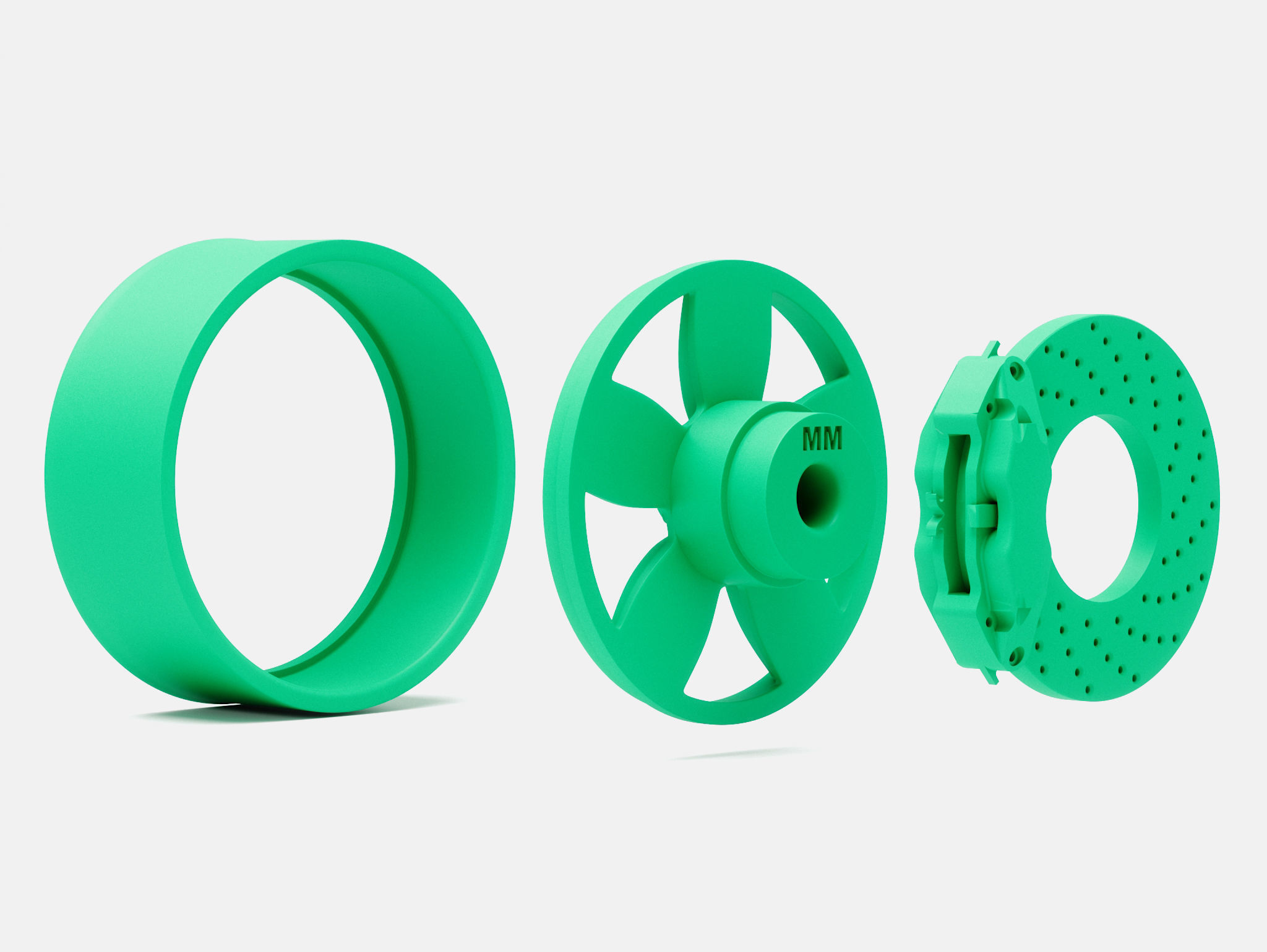 15x6 Daisy Wheel and Brake 3D print model_4