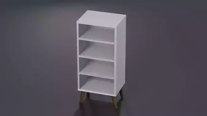 bookshelf four niches Low-poly 3D model