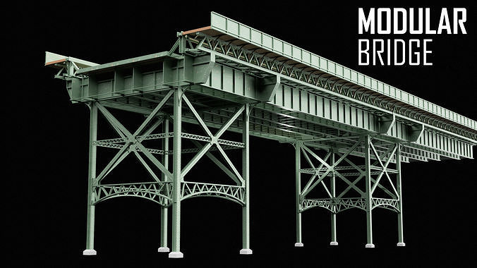 Modular Steel Bridge Kitbash - Blender UE5 3D model