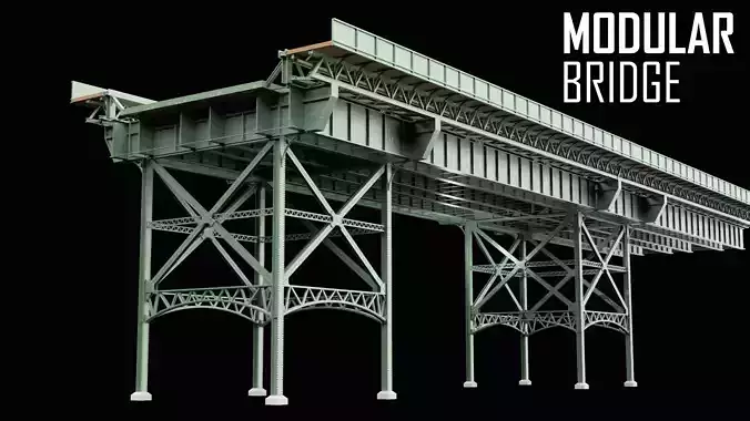 Modular Steel Bridge Kitbash - Blender UE5