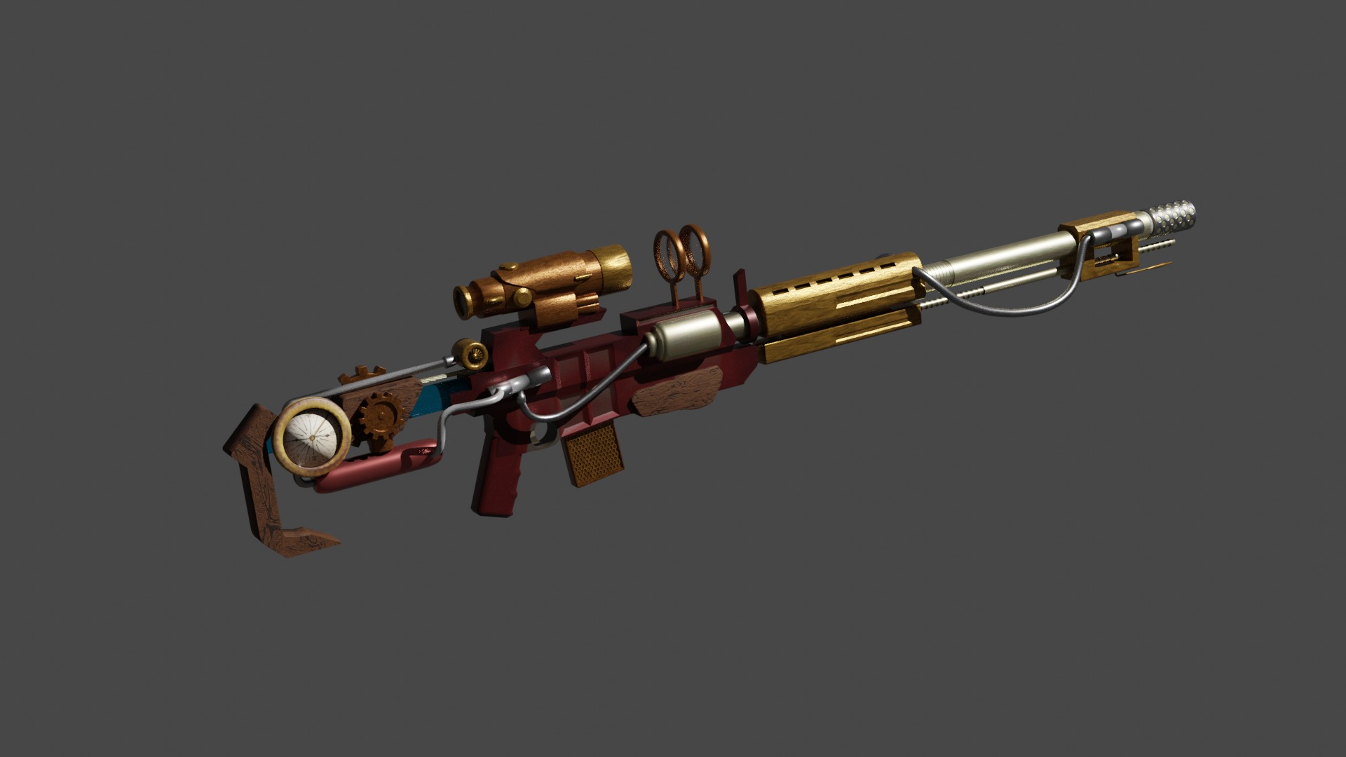 Steampunk Sniper Low-poly 3D model_4