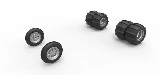 Wheel Set of water pumper Sand buggy Version 1 Scale 1 to 25