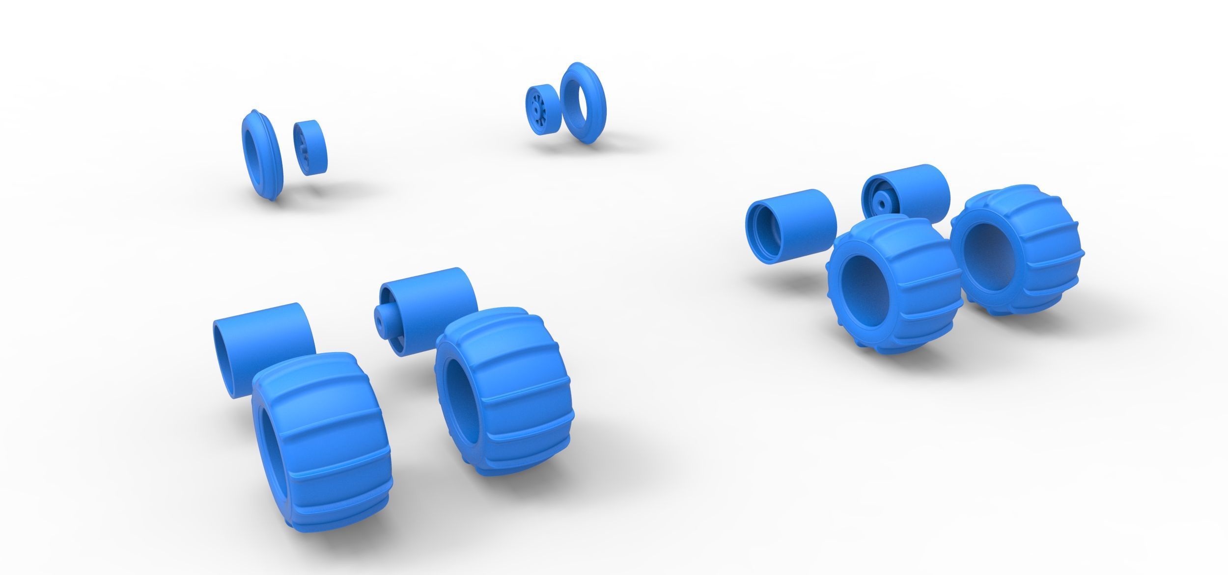 Wheel Set of water pumper Sand buggy Version 1 Scale 1 to 25 3D print model_5