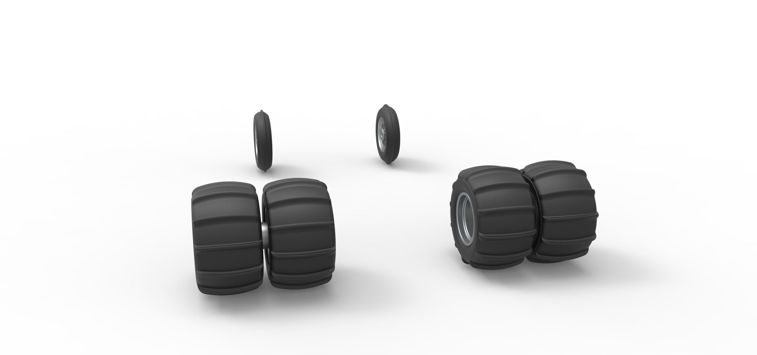 Wheel Set of water pumper Sand buggy Version 1 Scale 1 to 25 3D print model_8