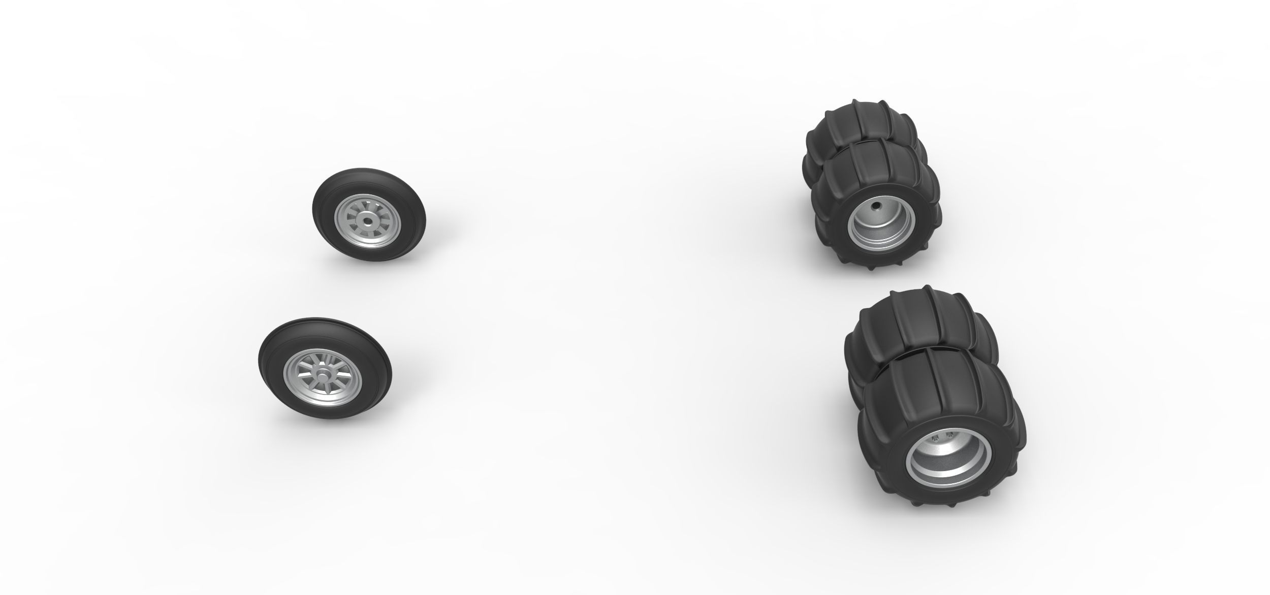 Wheel Set of water pumper Sand buggy Version 1 Scale 1 to 25 3D print model_4