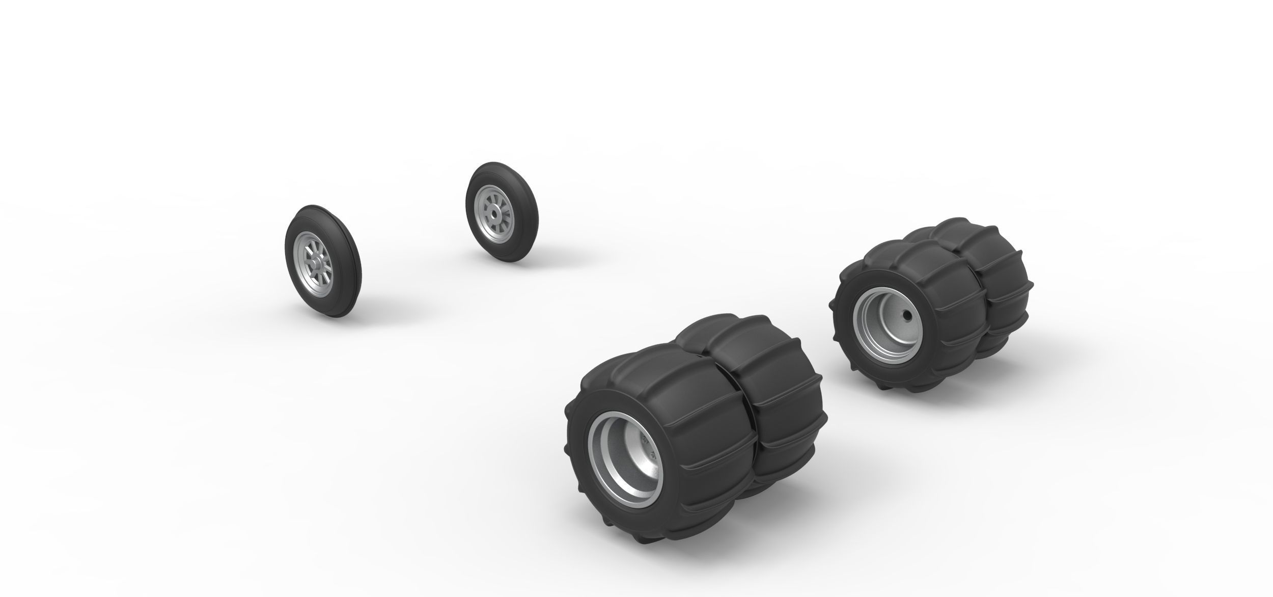 Wheel Set of water pumper Sand buggy Version 1 Scale 1 to 25 3D print model_7