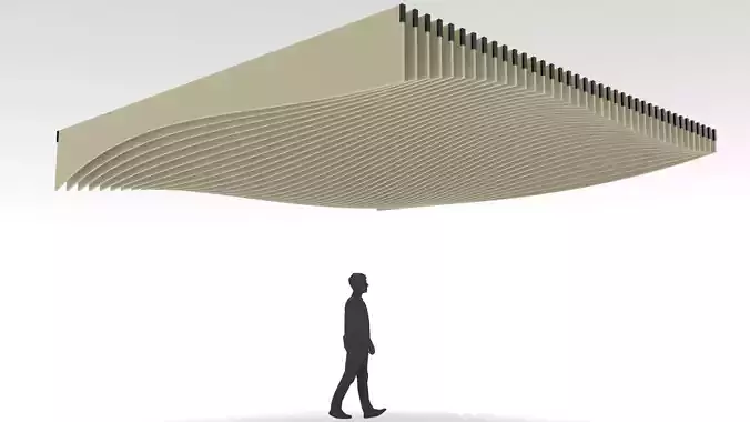 Parametric Ceiling Wave Contour Design with Hangers 3D model Parametric Ceiling Wave Contour Design with Hangers 3D model