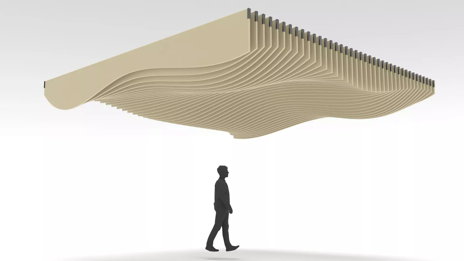 Parametric Ceiling Wave Contour Design with Hangers 3D model_0
