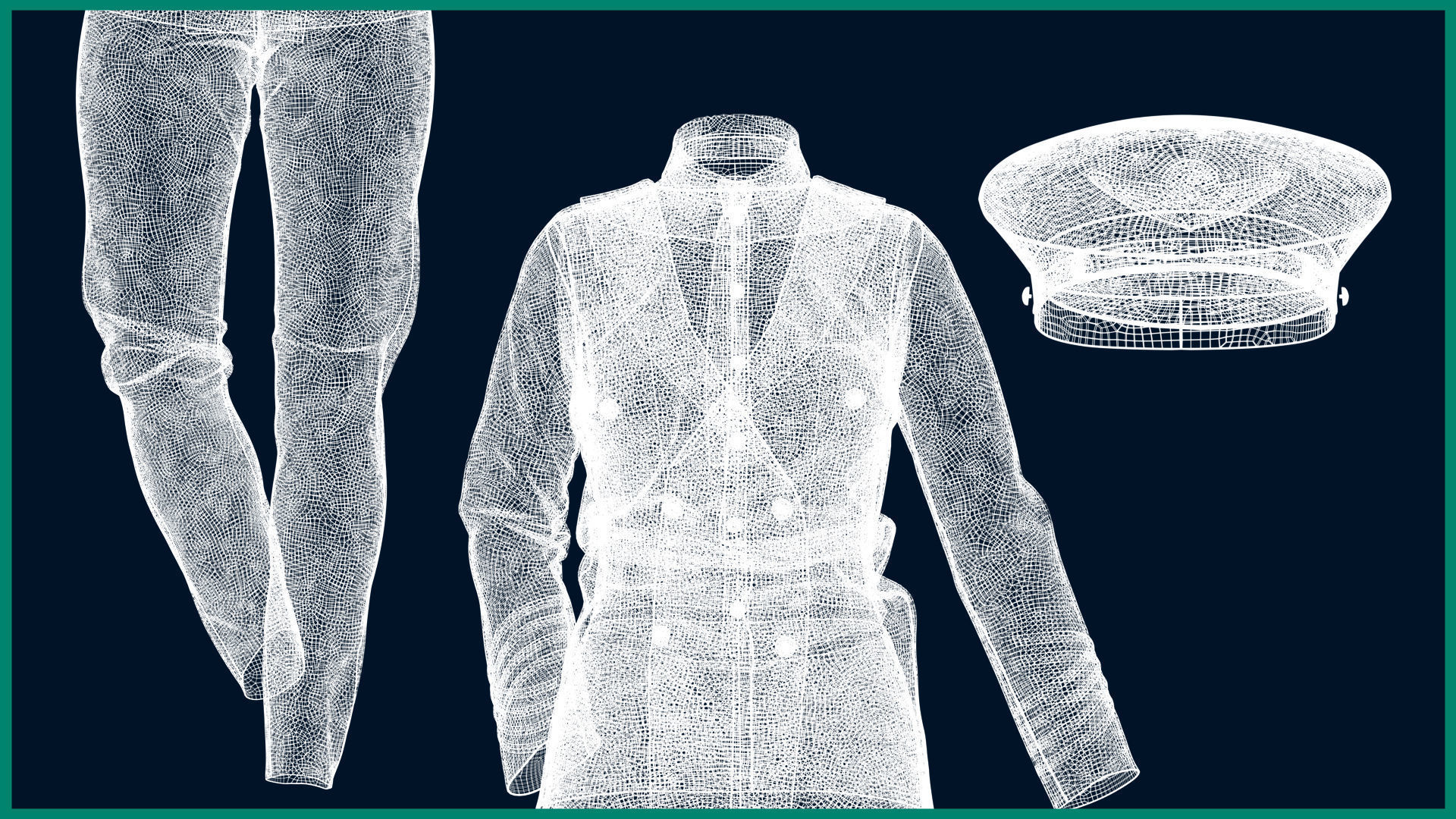 female pilot uniform with texture 3D model_5