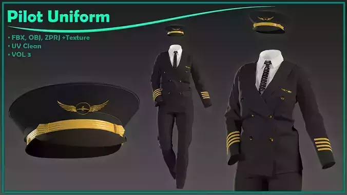 female pilot uniform with texture