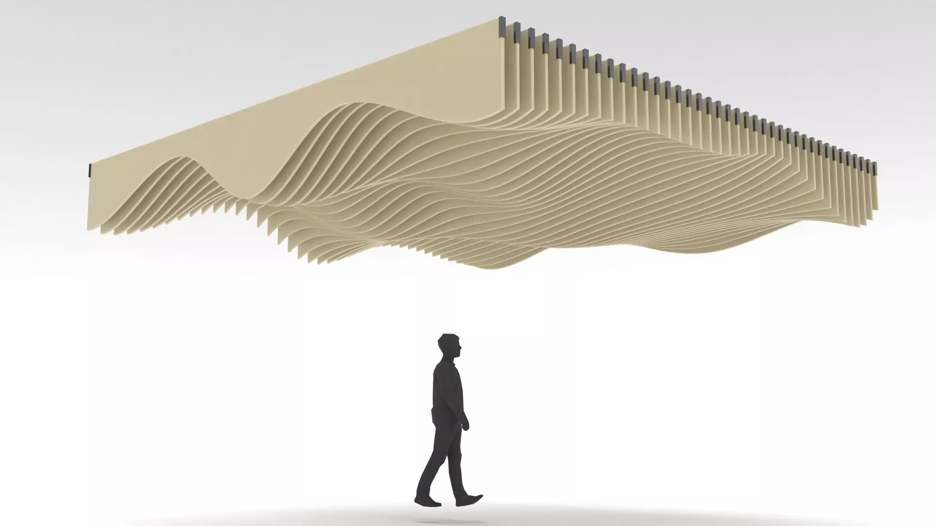 Parametric Ceiling Wave Contour Design with Hangers 3D model_0