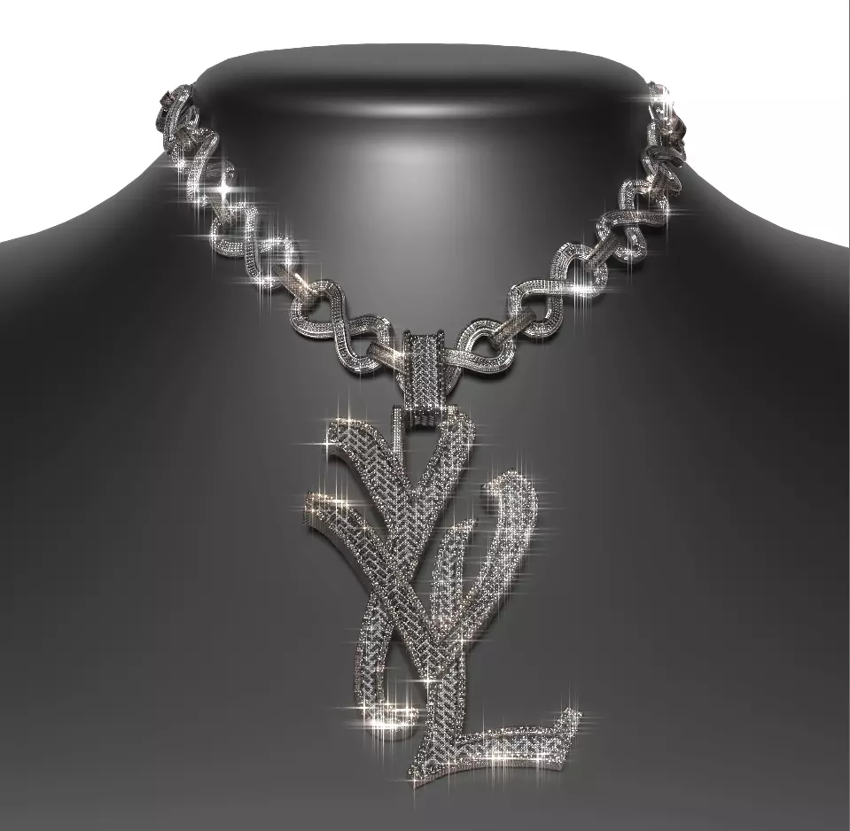 Playboi Carti - YVL Chain 3D Iced Out 3D model_0