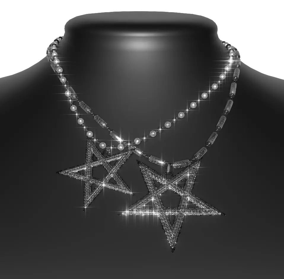 Playboi Carti - Pentagram Chain 3D Iced Out 3D model_0