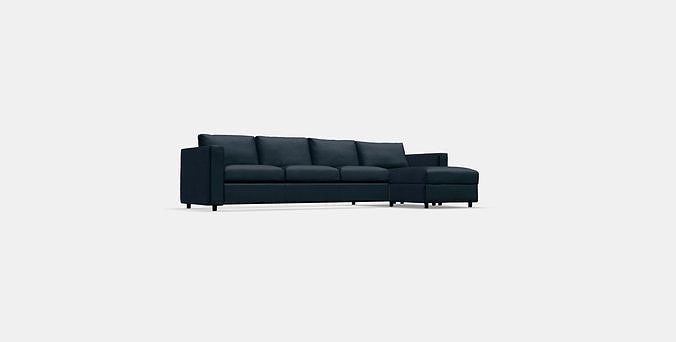 VIMLE 4-seat sofa with chaise longue 5 Low-poly 3D model