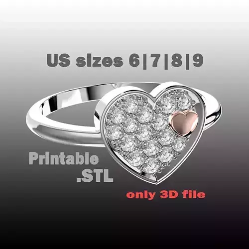 Jewelry engagement ring Heart in heart Printable STL