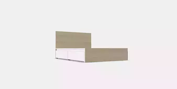 MALM Bed frame high w 4 storage boxes 8 3D model