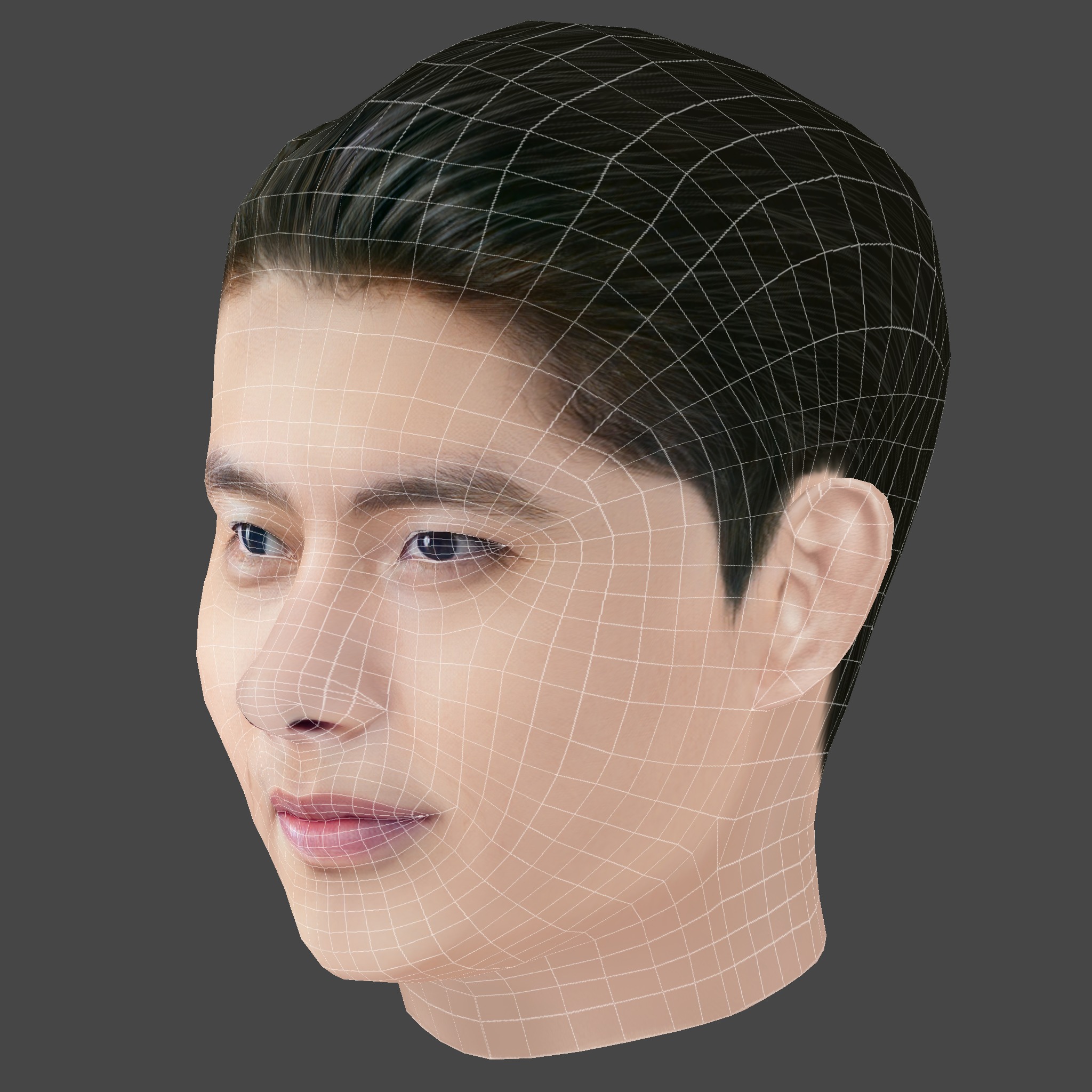 Hyun Bin Head - Low poly head for game Low-poly 3D model_7