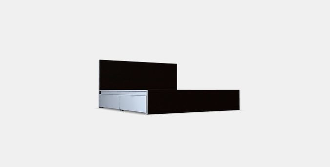 MALM Bed frame high w 4 storage boxes 10 Low-poly 3D model