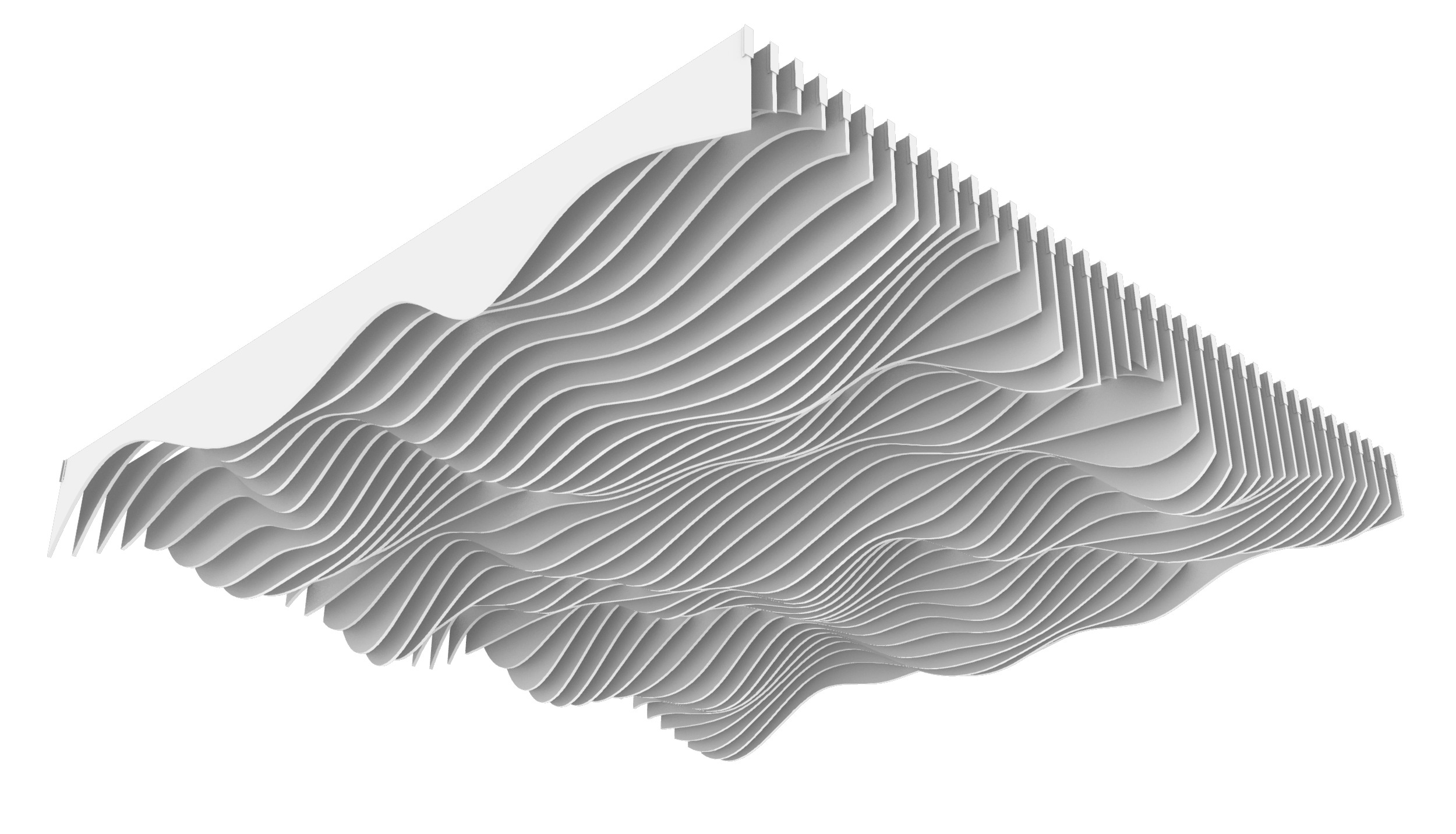 Parametric Ceiling Wave Contour Design with Hangers 3D model_4