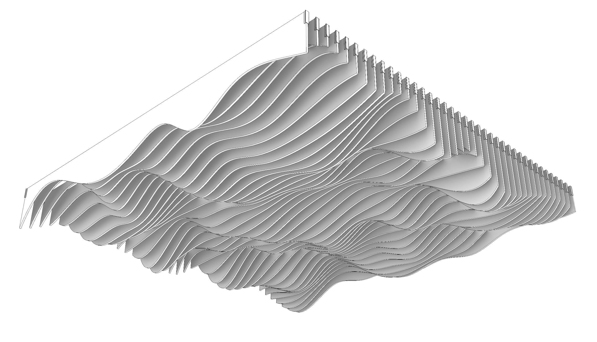 Parametric Ceiling Wave Contour Design with Hangers 3D model_5