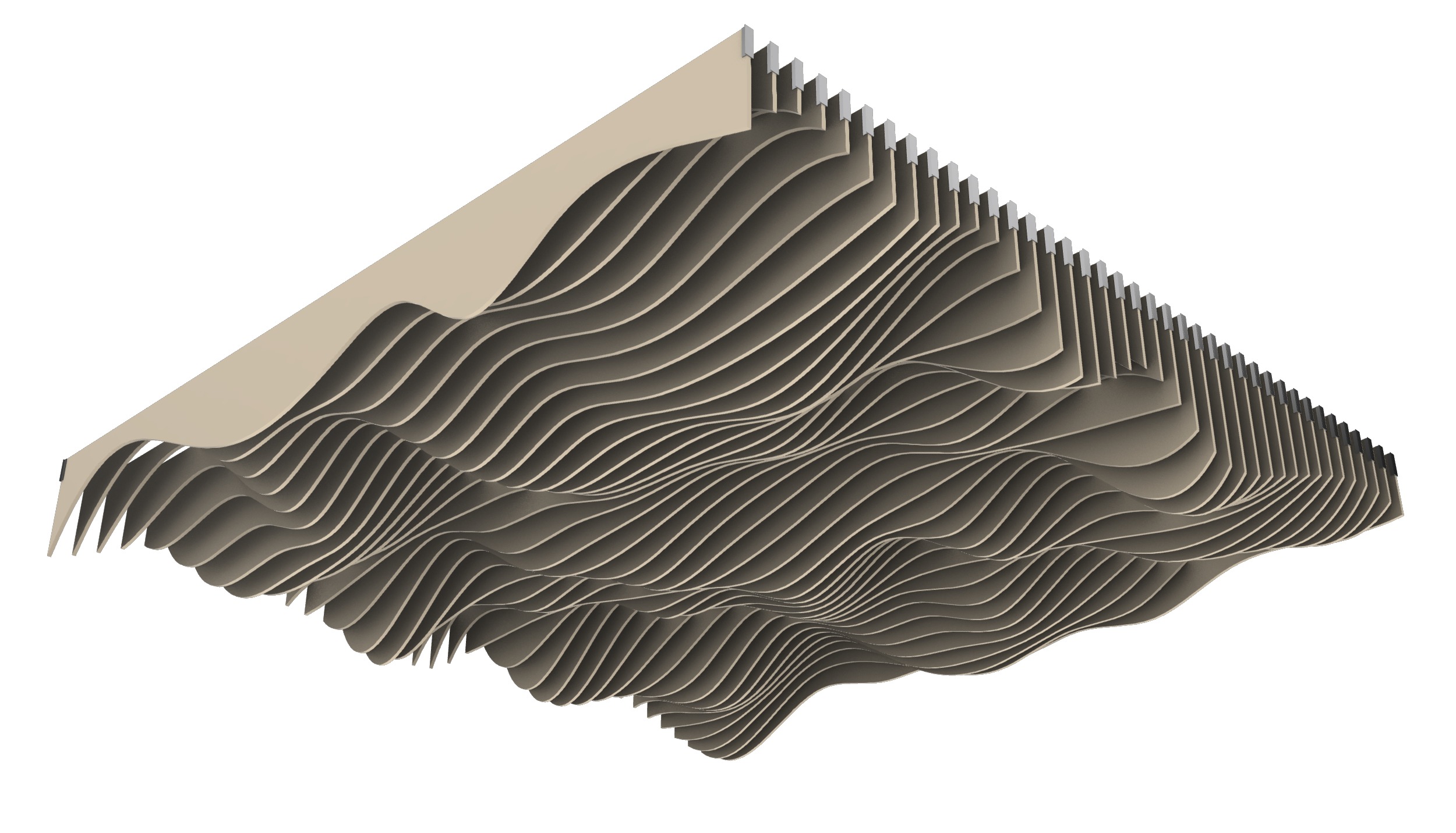 Parametric Ceiling Wave Contour Design with Hangers 3D model_1