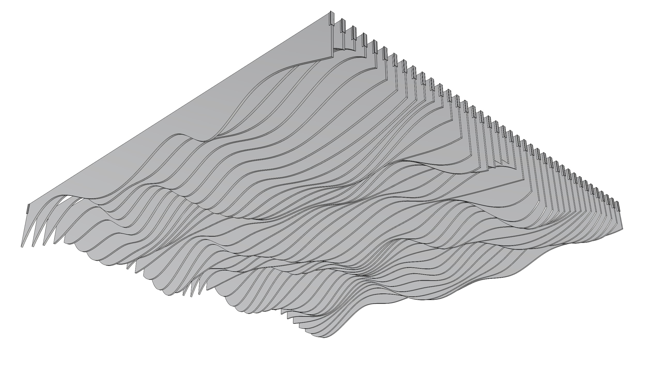 Parametric Ceiling Wave Contour Design with Hangers 3D model_3