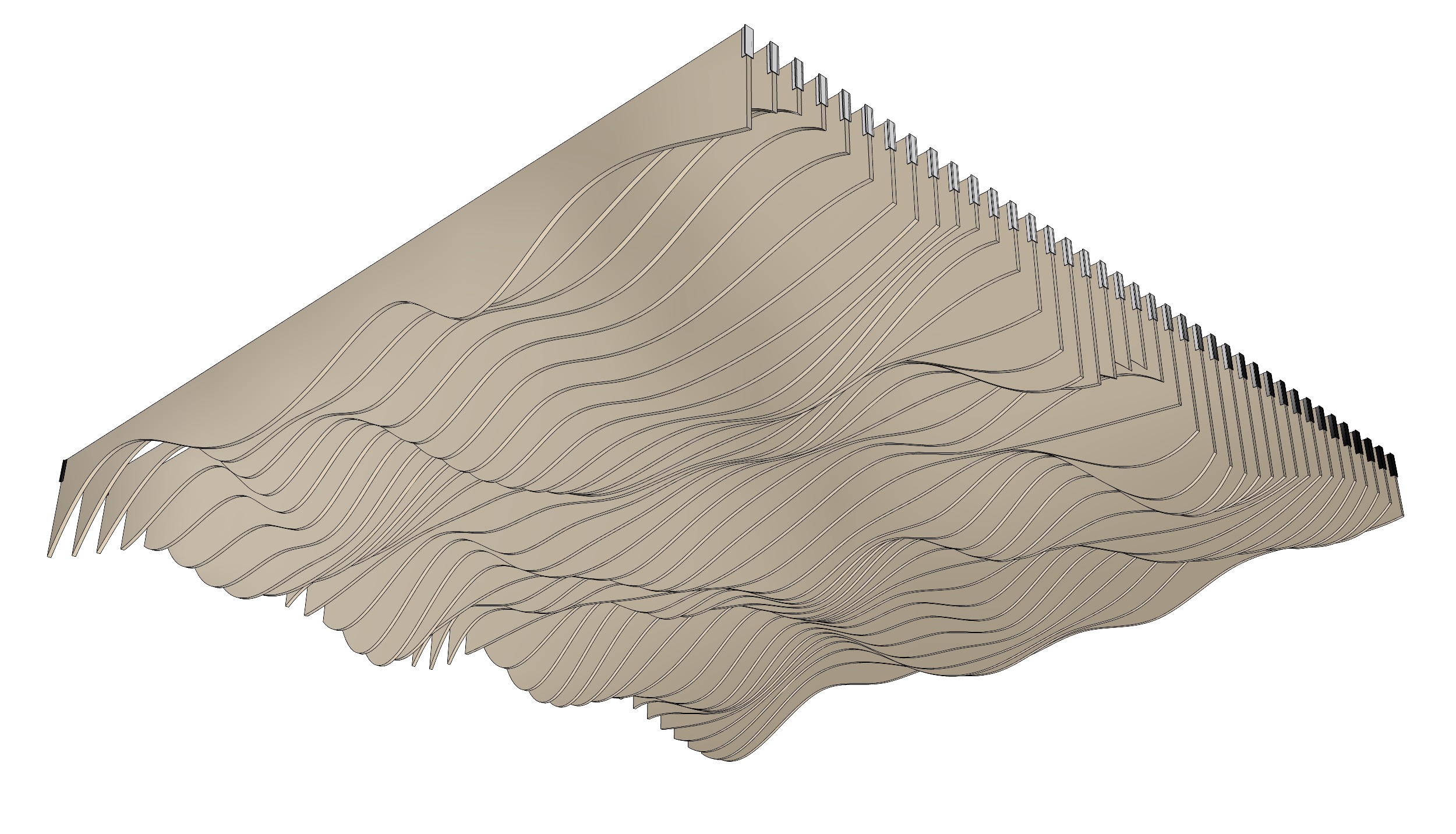 Parametric Ceiling Wave Contour Design with Hangers 3D model_2