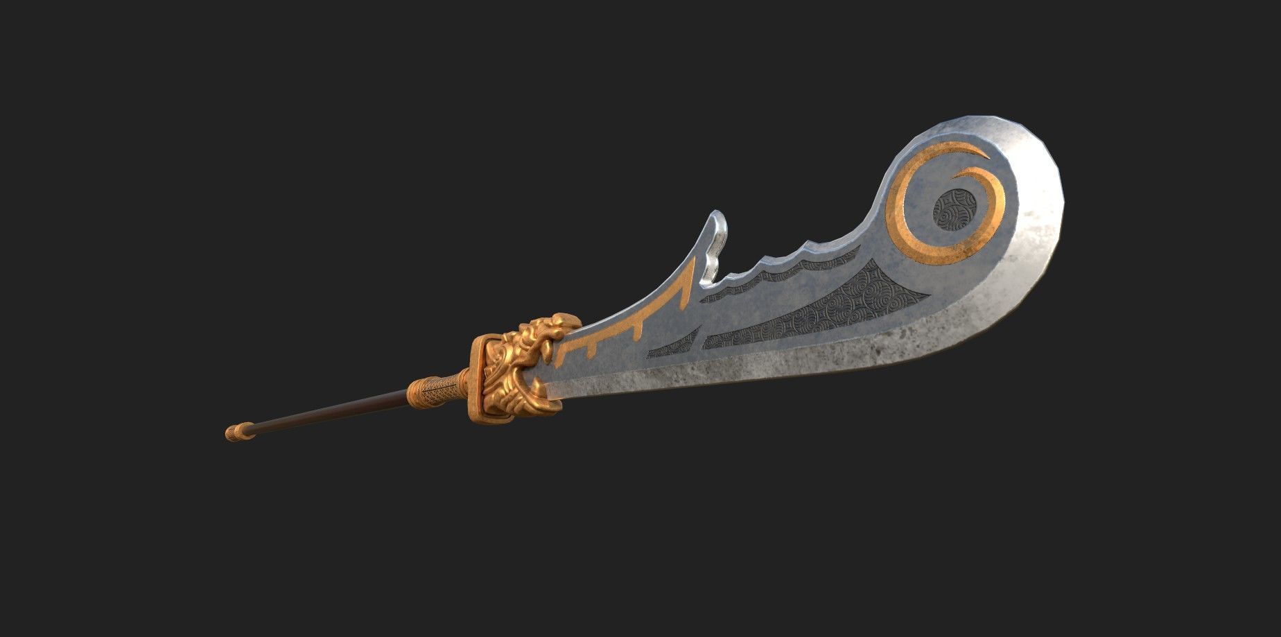 HuangZhong blade Low-poly 3D model_2
