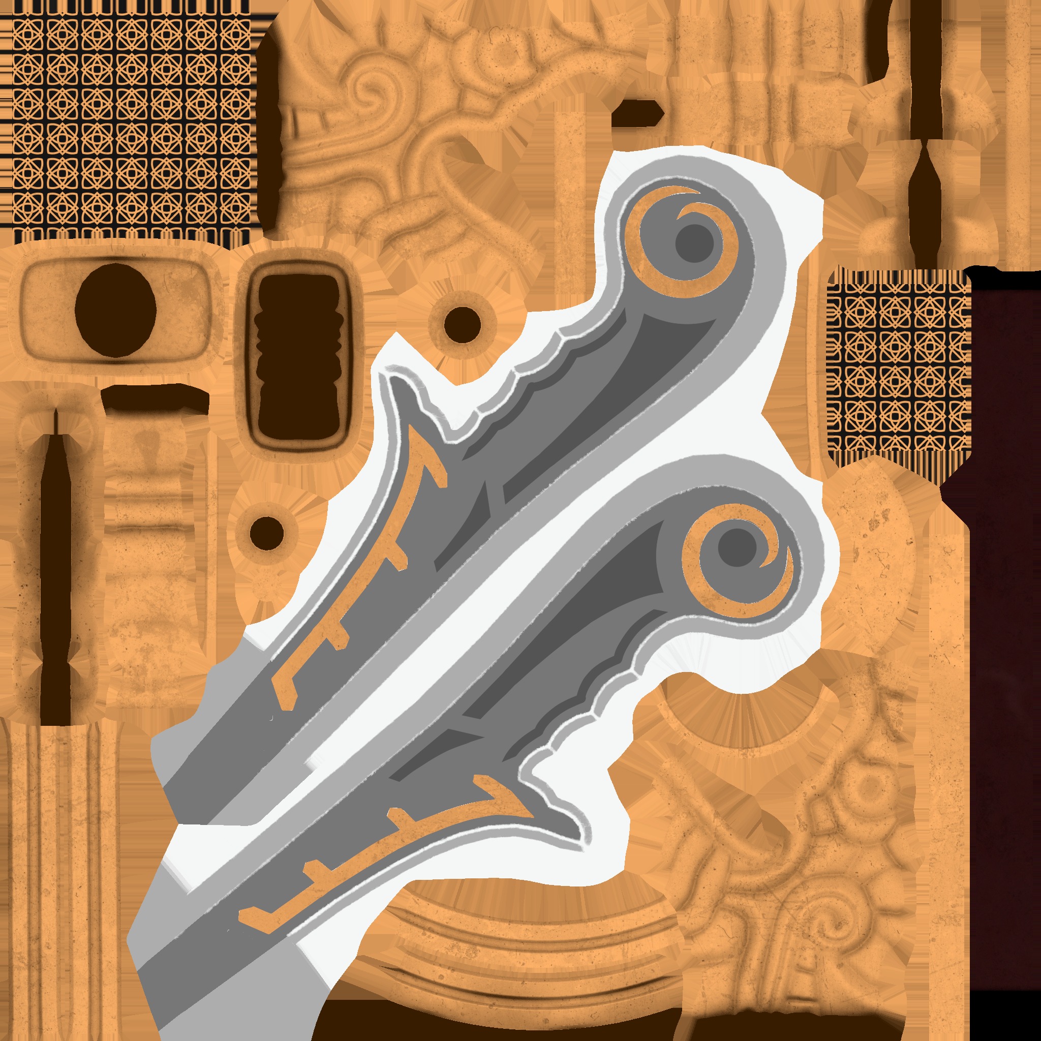 HuangZhong blade Low-poly 3D model_9