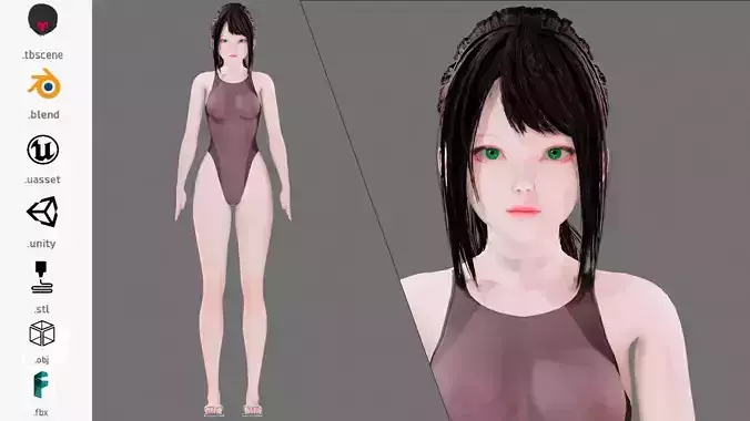 Bikini 0008 - UE5 - Unity - Blender - Animated 