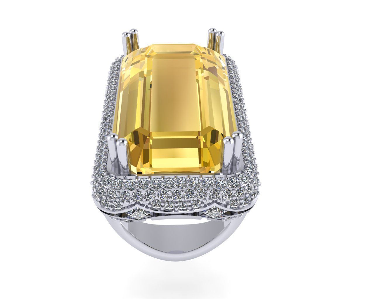 Diamond ring design 3d render 3D print model_5