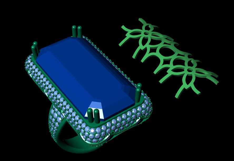 Diamond ring design 3d render 3D print model_8