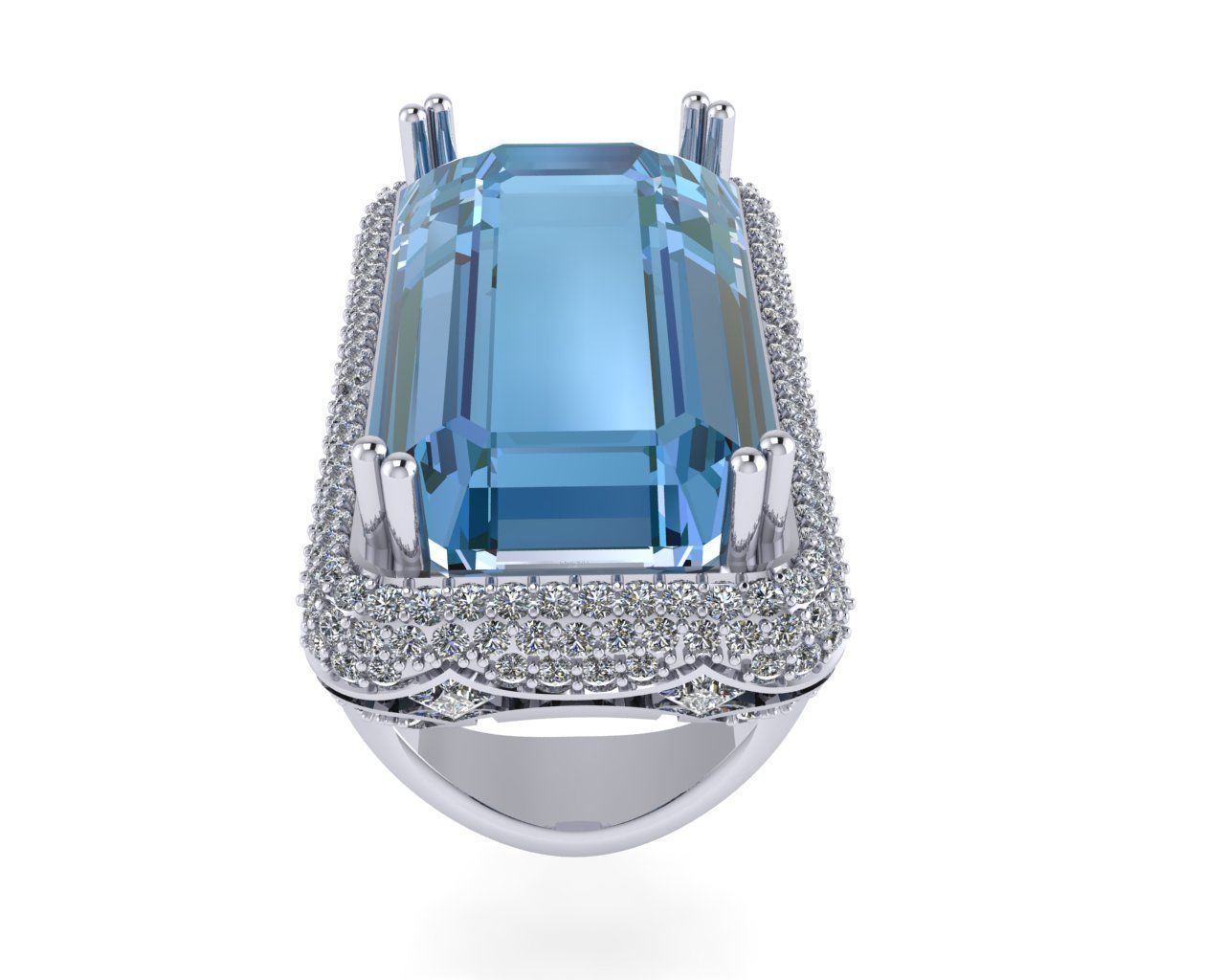 Diamond ring design 3d render 3D print model_6