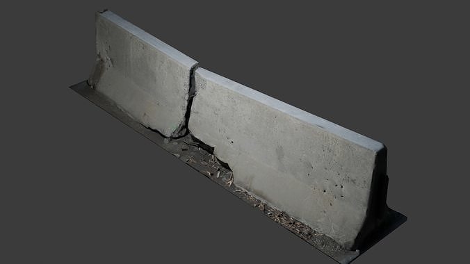 Double Concrete Barrier - Photoscanned Free 3D model
