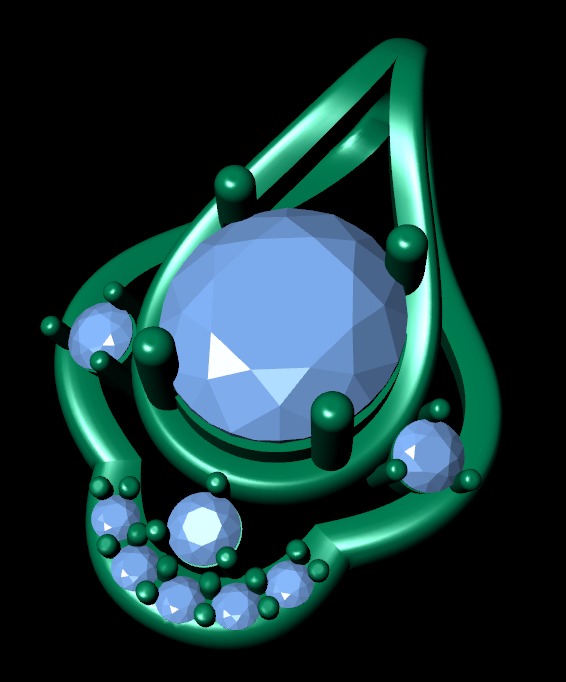 Diamond pendant 3d render 3D print model_8