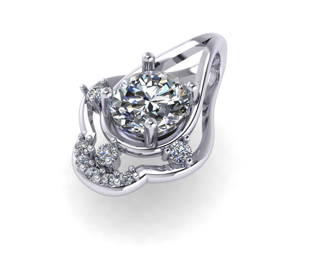 Diamond pendant 3d render 3D print model_2