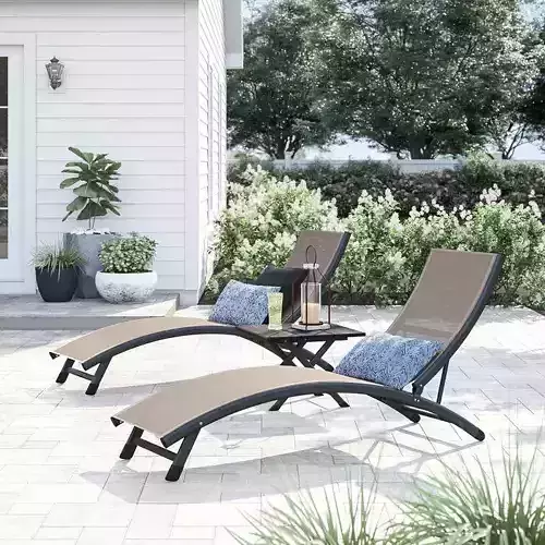 Bontang Long Reclining Chaise Lounge Set