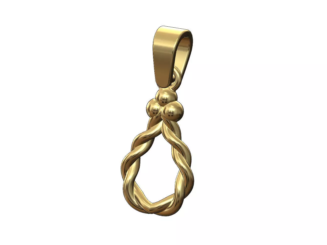 Braided wire bead crown vintage pendant charm 3D print model