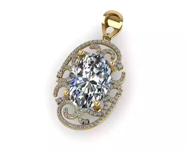 Diamond pendant 3d render