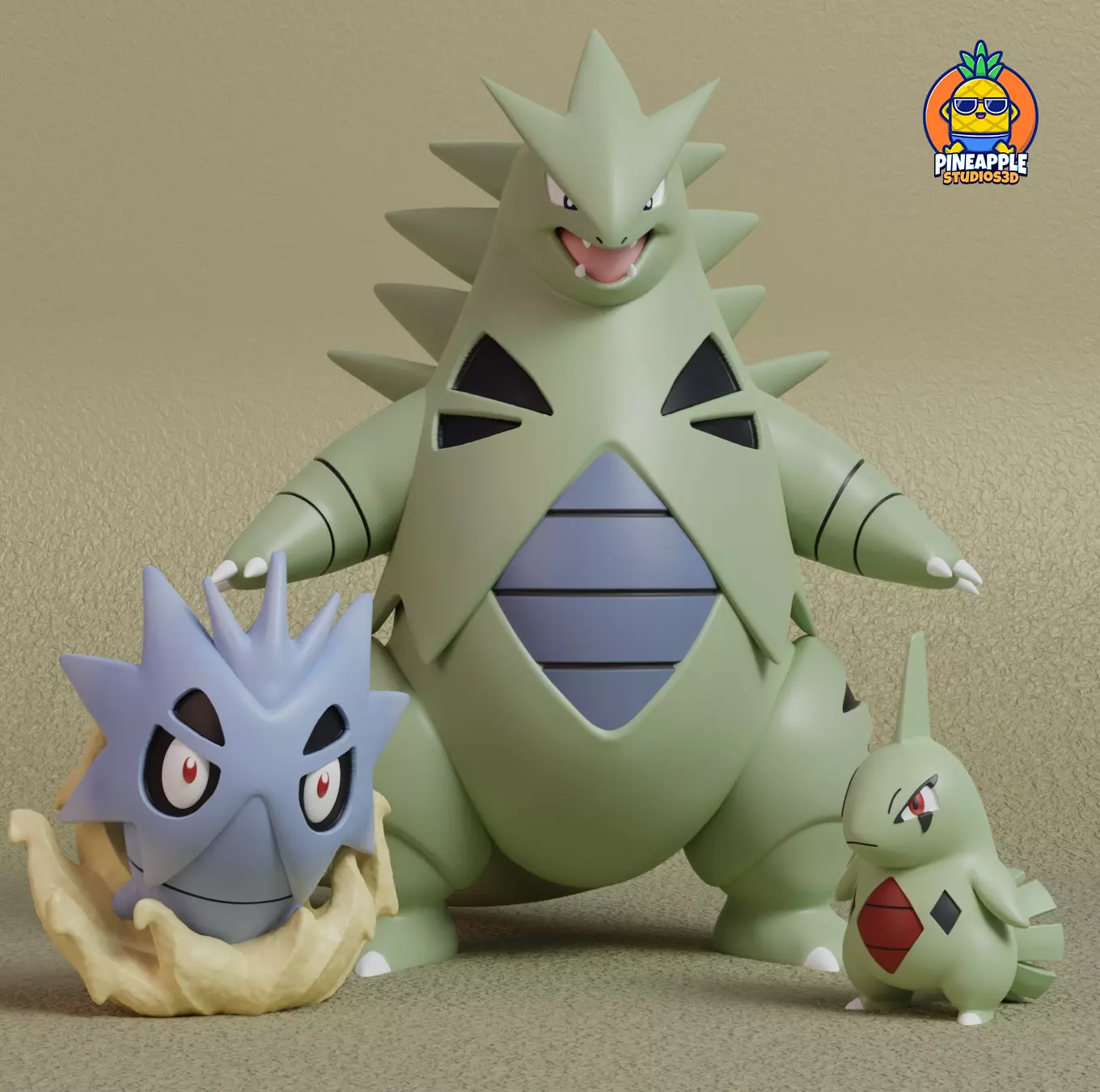 Pokemon - Larvitar Pupitar and Tyranitar 3D print model