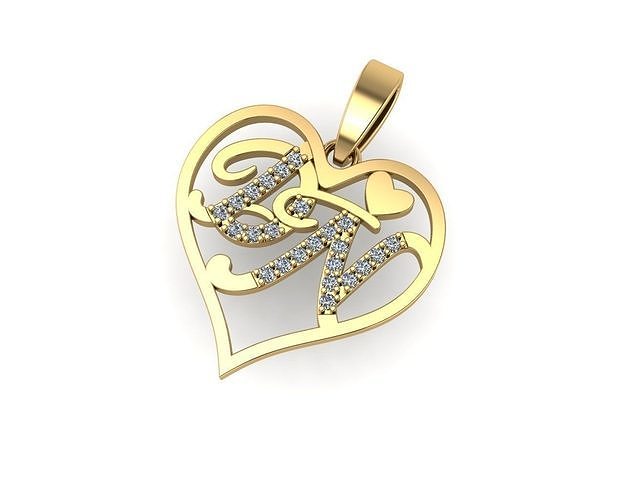Diamond pendant 3d render -  the letter DN 3D print model