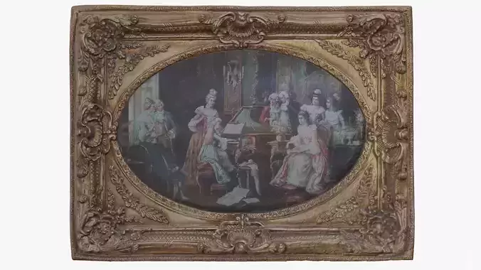 3D Scan Old Painting with classic gold frame 2