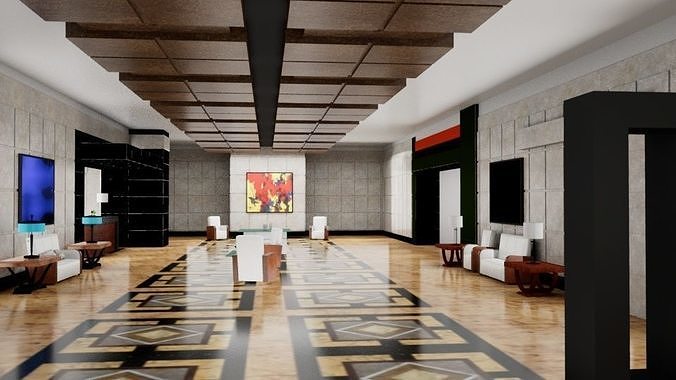 Modern Lobby Interior 3D Model Low-poly 3D model