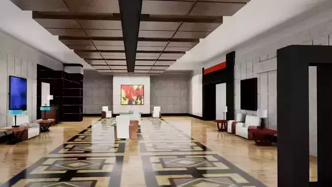 Modern Lobby Interior 3D Model