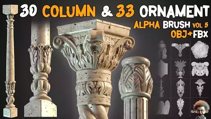 30 Columns  33 Ornaments Alpha Brush and Video Tutorials  Vol 5