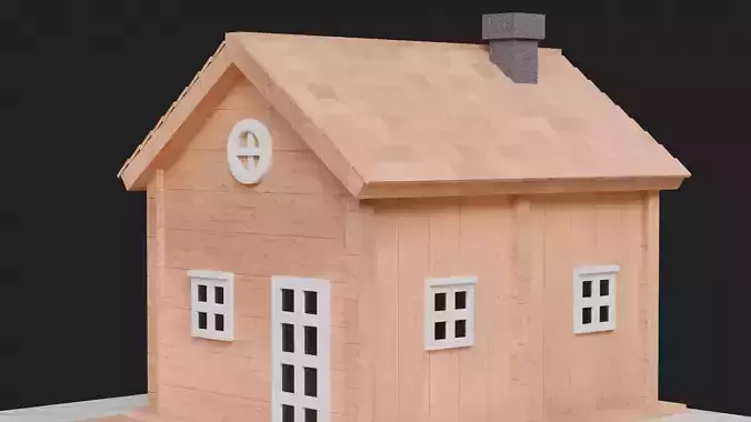 Cute Cartoon Small Wood House 03 3D model